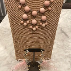 Flamingo pink earrings and coordinating statement necklace